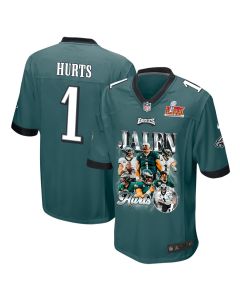 Jalen Hurts 1 Philadelphia Eagles ‘Jalen’s Pain Train’ Game Men Jersey – Midnight Green