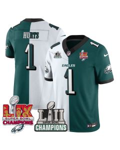 Jalen Hurts 1 Philadelphia Eagles LII-LIX Super Bowl Champions Vapor Limited Jersey – Split