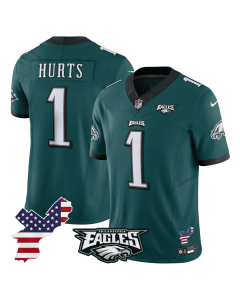 Jalen Hurts 1 Philadelphia Eagles Philadelphia Patch Game Men Jersey – Midnight Green