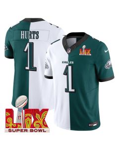 Jalen Hurts 1 Philadelphia Eagles Super Bowl Champions LIX Patch Vapor Limited Jersey – Split