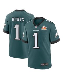 Jalen Hurts 1 Philadelphia Eagles Super Bowl LIX Game Player Jersey – Midnight Green