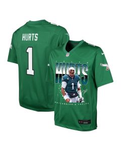 Jalen Hurts 1 Philadelphia Eagles Victory Game YOUTH Jersey – Kelly Green