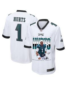 Jalen Hurts 1 Philadelphia Eagles Victory Men Game Jersey – White