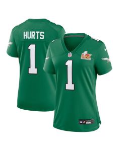 Jalen Hurts 1 Philadelphia Eagles Women’s Super Bowl LIX 2nd Alternate Game Jersey – Kelly Green