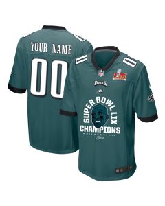Jalen Hurts Philadelphia Eagles Super Bowl LIX Champions Game Men Jersey – Midnight Green