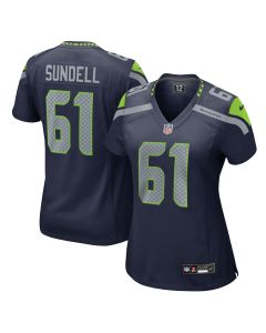 Jalen Sundell 61 Seattle Seahawks Women’s Team Game Jersey – College Navy