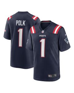 Ja’Lynn Polk 1 New England Patriots Team Game Men Jersey – Navy