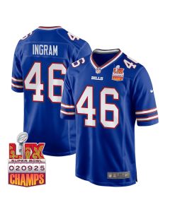 Ja’Marcus Ingram 46 Buffalo Bills Super Bowl LIX Champions Patch Game Men Jersey – Royal