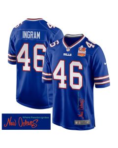 Ja’Marcus Ingram 46 Buffalo Bills Super Bowl LIX Champions Patch ‘New Orleans – Where Passion Ignites’ EMBROIDERED Game Men Jersey – Royal