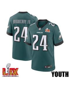 James Bradberry IV #24 Philadelphia Eagles Super Bowl LIX YOUTH Jersey – Midnight Green