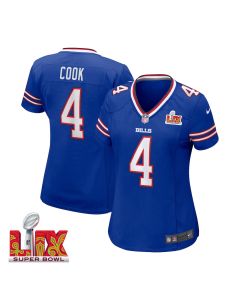 James Cook #4 Buffalo Bills Super Bowl LIX Women’s Jersey – Royal