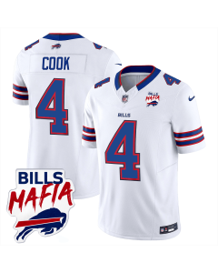 James Cook 4 Buffalo Bills Bills Mafia Patch Game Men Jersey – White