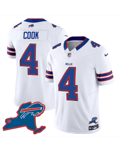James Cook 4 Buffalo Bills New York Patch Game Men Jersey – White