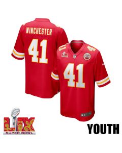 James Winchester #41 Kansas City Chiefs Super Bowl LIX YOUTH Jersey – Red