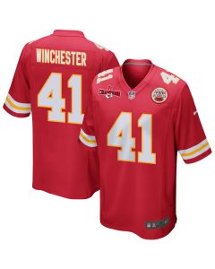 James Winchester 41 Kansas City Chiefs AFC Champions Patch Game Men Jersey – Red