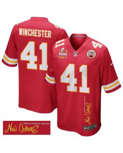 James Winchester 41 Kansas City Chiefs Super Bowl LIX Champions Patch ‘New Orleans – Where Passion Ignites’ EMBROIDERED Game Men Jersey – Red