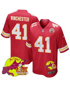 James Winchester 41 Kansas City Chiefs Super Bowl LIX New Orleans Patch Game Men Jersey – Red
