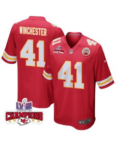 James Winchester 41 Kansas City Chiefs Super Bowl LVIII Champions 4 Stars Patch Game Men Jersey – Red