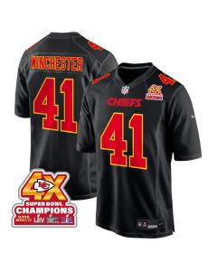 James Winchester 41 Kansas City Chiefs Super Bowl LVIII Champions 4X Fashion Game Men Jersey – Carbon Black