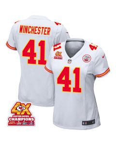 James Winchester 41 Kansas City Chiefs Super Bowl LVIII Champions 4X Game Women Jersey – White