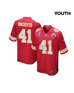 James Winchester 41 Kansas City Chiefs Super Bowl LVIII Patch Game YOUTH Jersey – Red