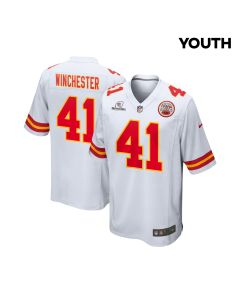 James Winchester 41 Kansas City Chiefs Super Bowl LVIII Patch Game YOUTH Jersey – White