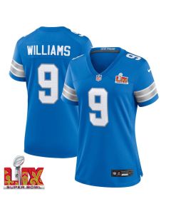 Jameson Williams #9 Detroit Lions Super Bowl LIX Women’s Jersey – Blue