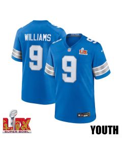 Jameson Williams #9 Detroit Lions Super Bowl LIX YOUTH Jersey – Blue