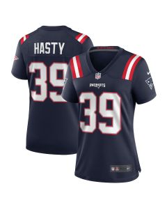 Jamycal Hasty 39 New England Patriots Game Women Jersey – Navy