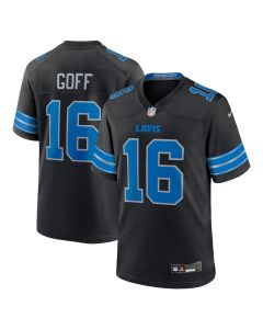 Jared Goff 16 Detroit Lions 2nd Alternate Game Jersey – Black, Men