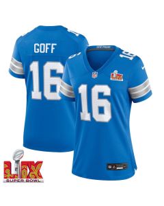 Jared Goff #16 Detroit Lions Super Bowl LIX Women’s Jersey – Blue