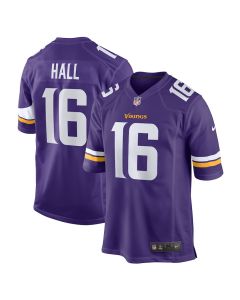 Jaren Hall 16 Minnesota Vikings Game Men Jersey – Purple