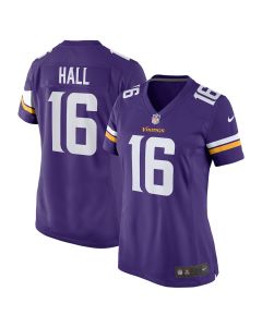 Jaren Hall 16 Minnesota Vikings Game Women Jersey – Purple
