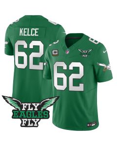 Jason Kelce 62 Philadelphia Eagles Fly Eagles Fly Patch Alternate Game Men Jersey – Kelly Green