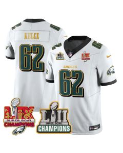 Jason Kelce 62 Philadelphia Eagles LII-LIX Super Bowl Champions Vapor Limited Gold Jersey – White