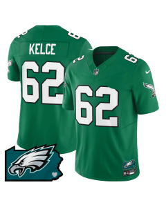 Jason Kelce 62 Philadelphia Eagles Pennsylvania State Map Patch Alternate Game Men Jersey – Kelly Green