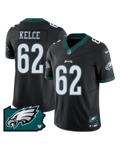 Jason Kelce 62 Philadelphia Eagles Pennsylvania State Map Patch Game Men Jersey – Black
