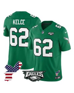 Jason Kelce 62 Philadelphia Eagles Philadelphia Patch Alternate Game Men Jersey – Kelly Green