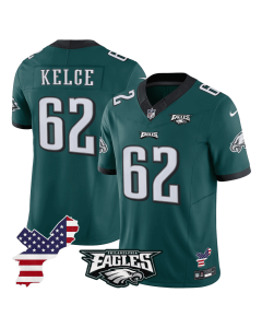 Jason Kelce 62 Philadelphia Eagles Philadelphia Patch Game Men Jersey – Midnight Green