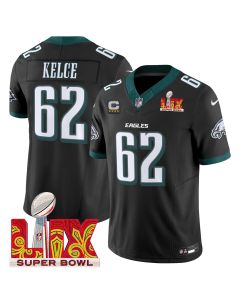 Jason Kelce 62 Philadelphia Eagles Super Bowl Champions LIX Patch Vapor Limited Jersey – Black