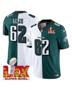 Jason Kelce 62 Philadelphia Eagles Super Bowl Champions LIX Patch Vapor Limited Jersey – Split
