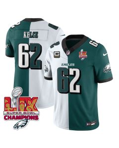 Jason Kelce 62 Philadelphia Eagles Super Bowl LIX Champions Gold Vapor Limited Jersey – Split