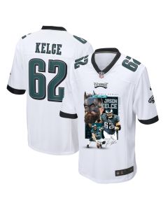 Jason Kelce 62 Philadelphia Eagles The Fat Bat Game Men Jersey – White