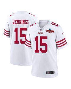 Jauan Jennings 15 San Francisco 49ers NFC Champions Patch Game Men Jersey – White
