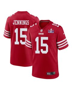 Jauan Jennings 15 San Francisco 49ers Super Bowl LVIII Patch Game Men Jersey – Scarlet