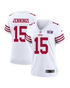 Jauan Jennings 15 San Francisco 49ers Super Bowl LVIII Patch Game Women Jersey – White