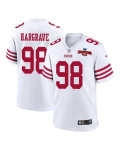Javon Hargrave 98 San Francisco 49ers NFC Champions Patch Game Men Jersey – White