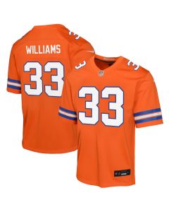 Javonte Williams 33 Denver Broncos Mile High Collection 1977 Throwback Game YOUTH Jersey – Orange