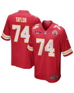 Jawaan Taylor 74 Kansas City Chiefs AFC Champions Patch Game Men Jersey – Red