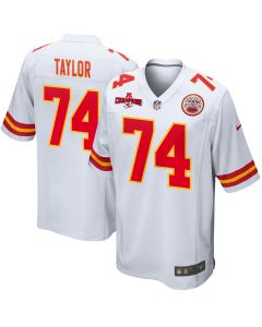 Jawaan Taylor 74 Kansas City Chiefs AFC Champions Patch Game Men Jersey – White